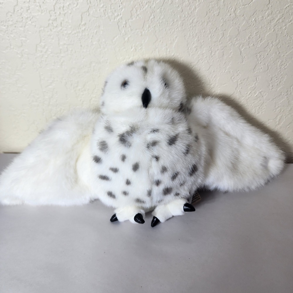 Folkmanis Snowy Owl Hand Puppet White Grey Spotted Plush Bird 10 inch 2007